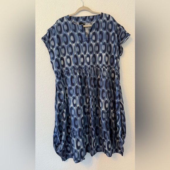 Lisa Bayne Tops - Lisa Bayne Artful Blue Patterned Women's Relaxed Tunic Size XS- Small